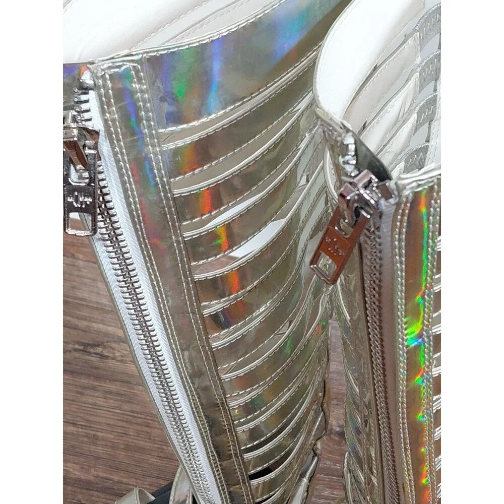 Current Mood Weekend Warrior Eclipse Knee High Iridescent Gladiator Boots Sz 6M